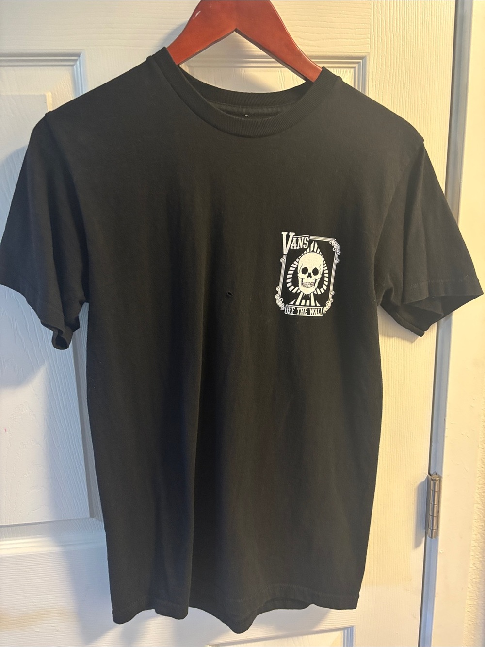 Vans Black Short Sleeve Tee with White Skull Graphic
